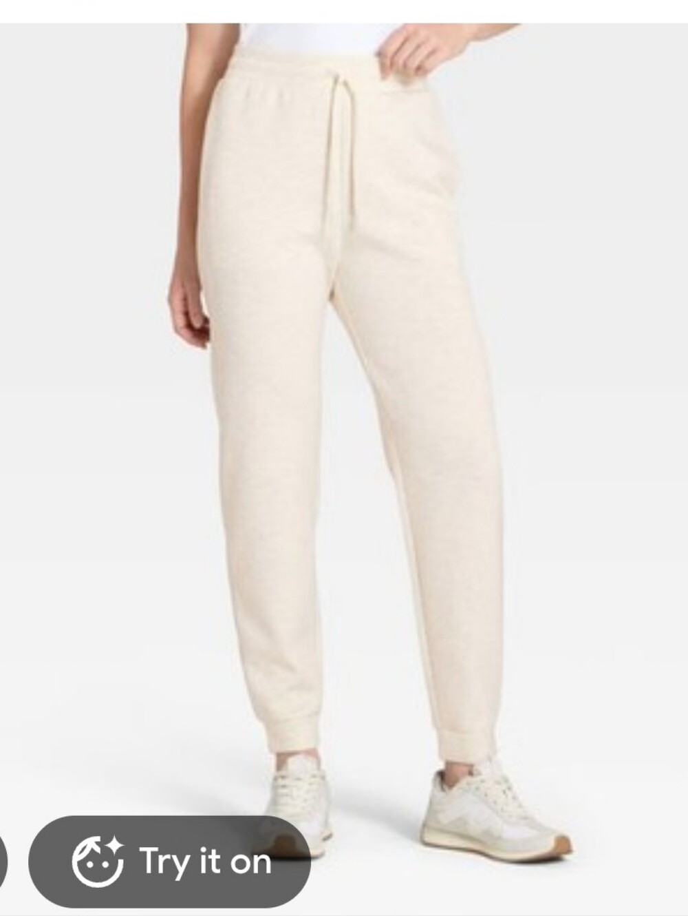 Uniqlo HEATTECH Women's Ivory Fleece Jogger Pants XL Elastic Waist
